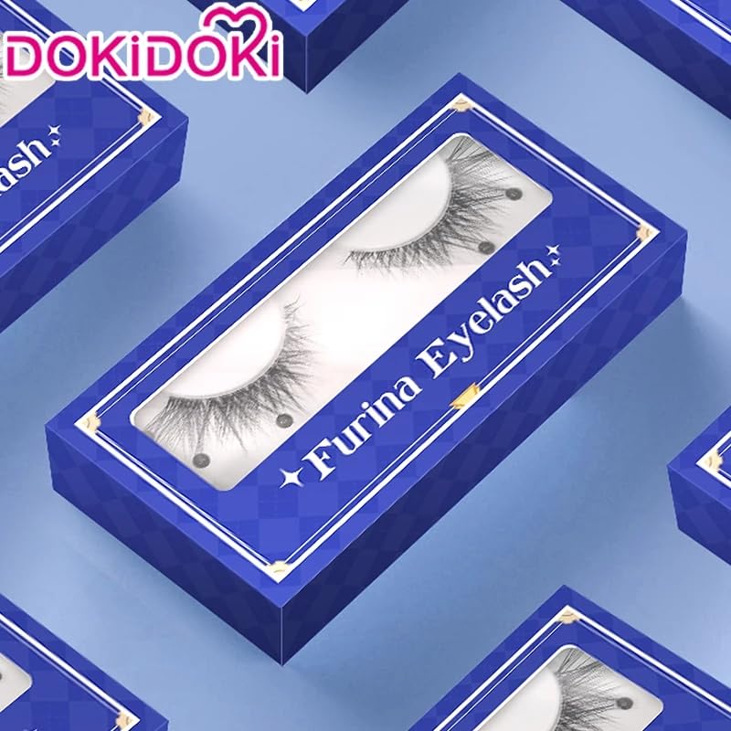 KIRA KIRA Furina Eyelashes Genshin Impact Cosplay Focalors Black False Eyelashes With Rhinestones Doki Furina Fontaine Eyelashes Cosplay Accessories Props
