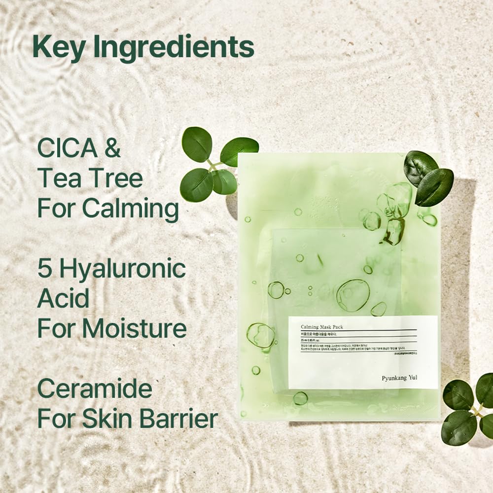 Pyunkang Yul Ceramide Calming Face Mask Pack - 10 PCS Korean Skin Care with Panthenol & Hyaluronic Acid