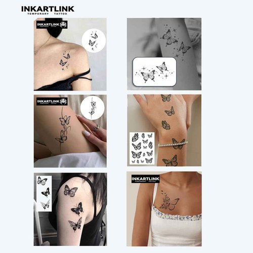 INKARTLINK Tattoo Tech, 5 Sheets Semi Permanent Tattoo, Adult Art Design Temporary Tattoos, Lasts 1-2 Weeks, Waterproof, Realistic Look, No Adhesive, No Reflection (Heavy Smoker Design)