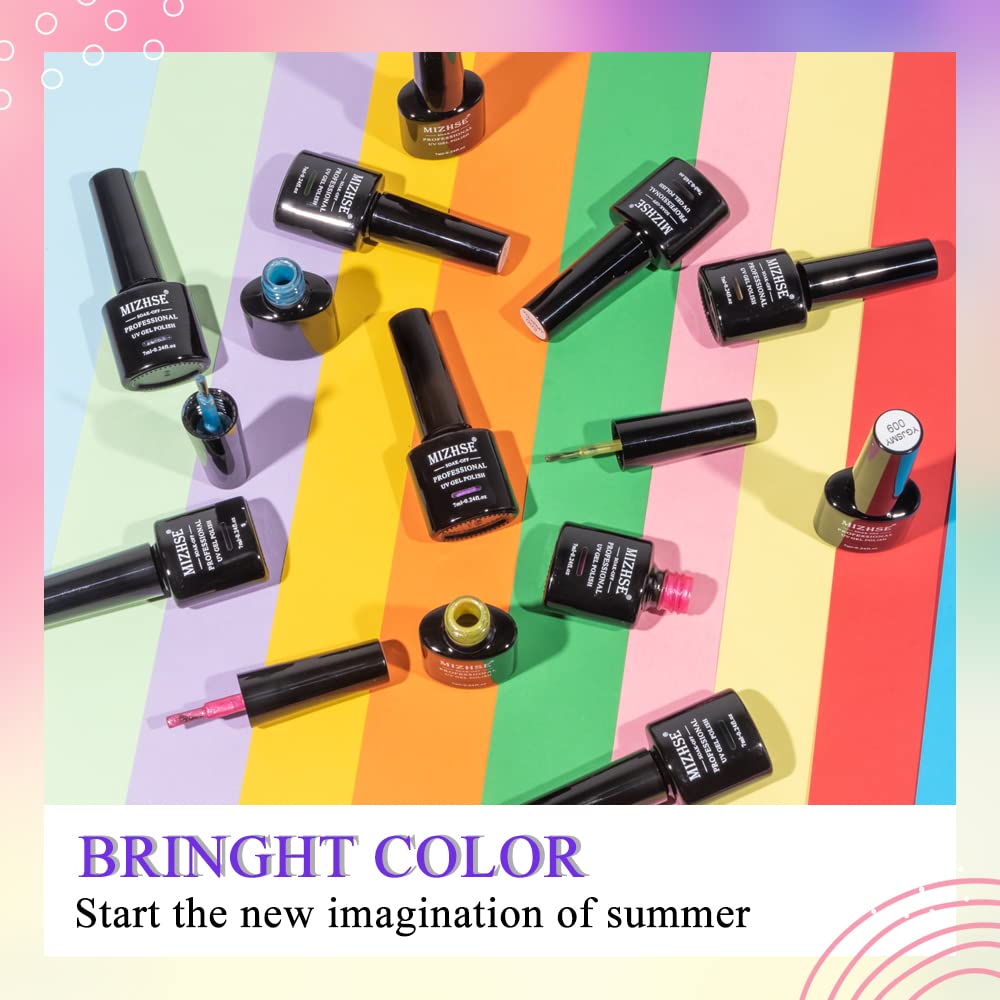 12-Pc MIZHSE Neon Cat Eye Gel Nail Polish Set - Magnetic Soak Off Manicure Kit, Blue Green Purple