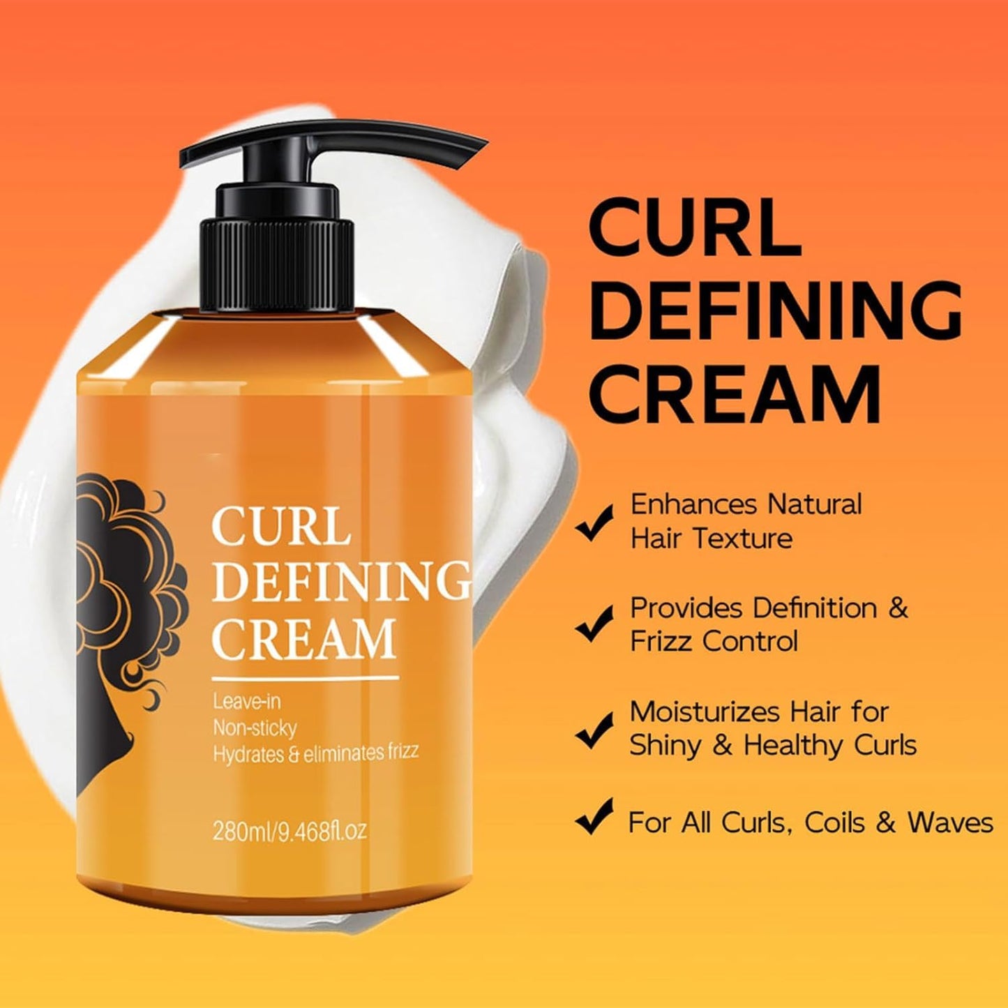 Curl Defining Cream Hydrating Argan Oil Hair Mask Curl Cream for Enhances Wavy Hair and Curly Hair, Smoothing Curling Cream Detangles, Conditions and Reduces Frizz (1 Pack)