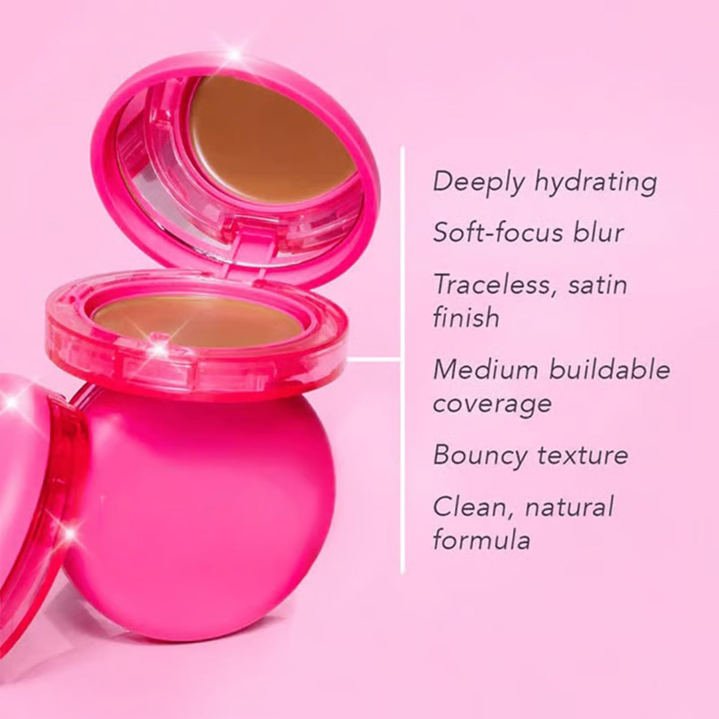 Cherishty Foundation with Brush, Peptide Bounce Balm Foundation, Natural, Medium Buildable Coverage, Hydrating Age-Defying Makeup, All Skin Types (Deep)