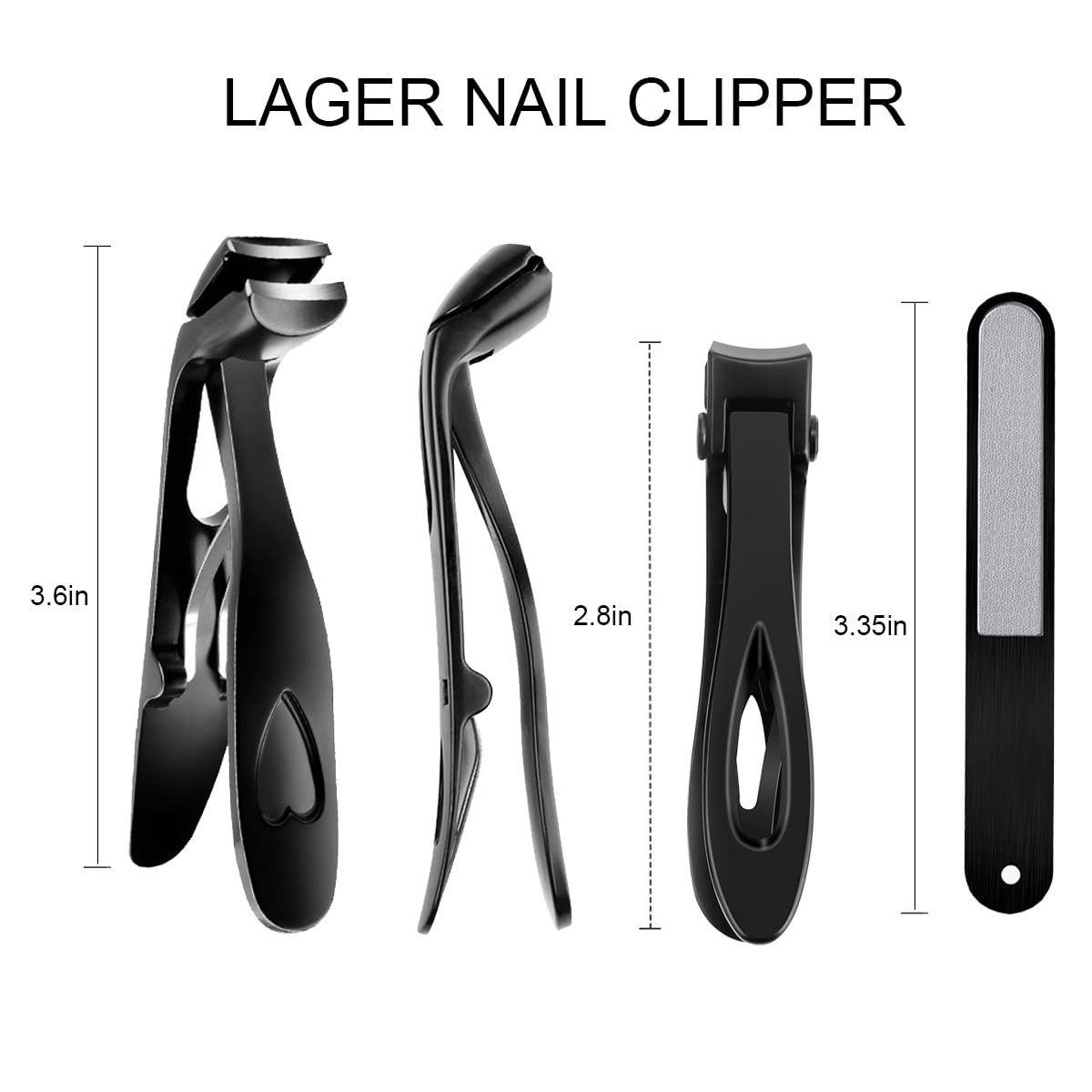 Nail Clippers for Seniors, Wide Jaw Fingernail Clippers and Angled Head Toenail Clippers for Thick Nail, Professional German Nail Clippers for Men, Women & Pregnant (Black 1)