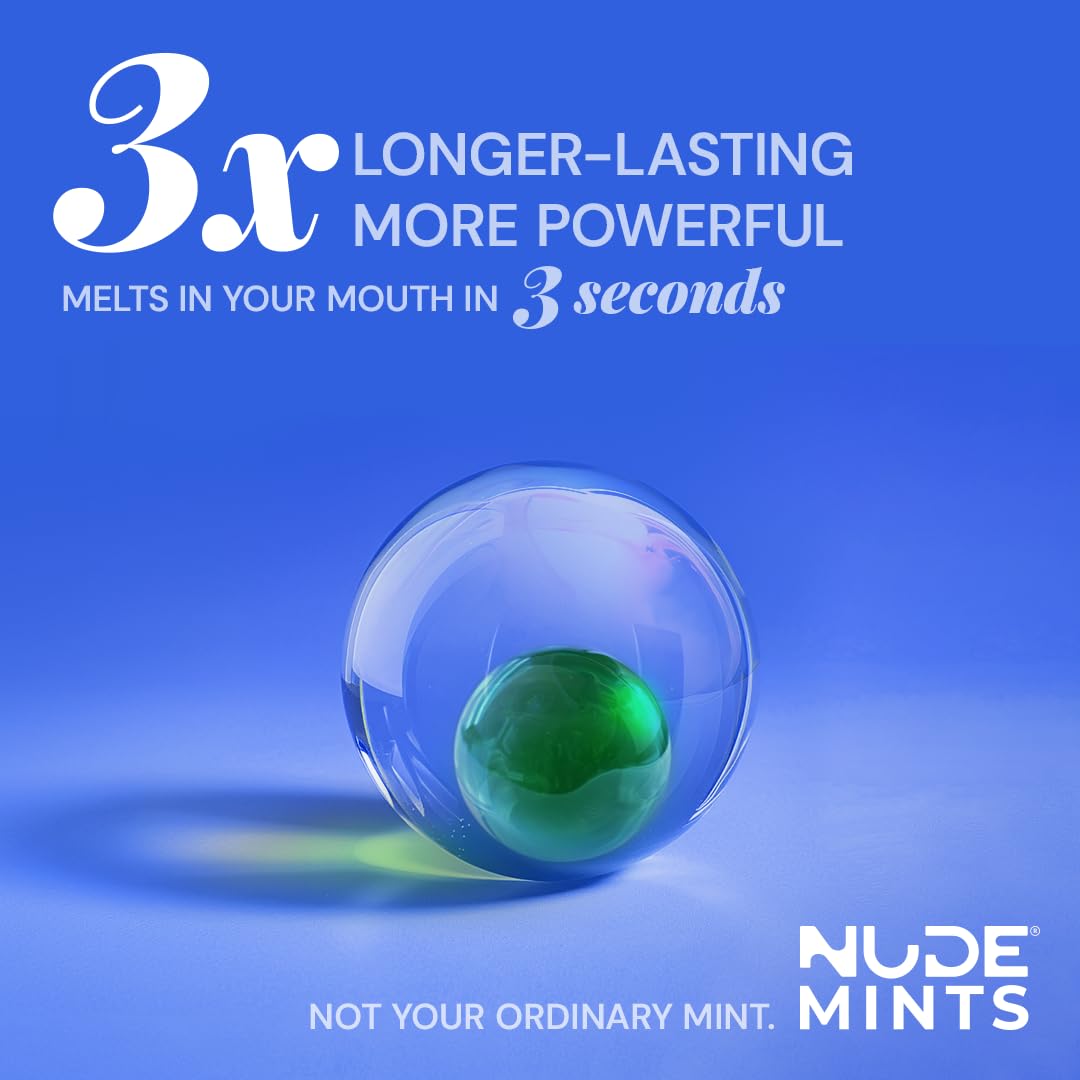 NUDE MINTS | Dual Action Liquid Capsules | Mouth Watering Mint - Lasts 3X Longer - 3X Stronger - Extreme Bad Breath Treatment For Adults - Sugar Free, 0 Calorie - Variety - 5 Pack - 150 Capsules