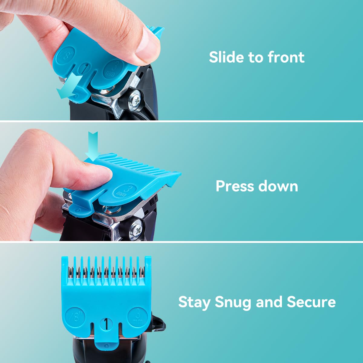 Clipper Guards Set Compatible with Most Wahl Clippers, Clipper Guides Replacement - Guard Number: #1/2, #1 and #1 1/2 (Length: 1/16 inch, 1/8 inch and 3/16 inch)