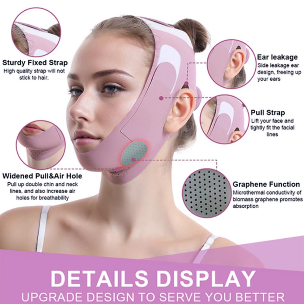 Graphene V-Line Mask Chin Up Mask V Shaped Face Mask Chin strap for sleeping,Jawline Shaper,Lilac,S
