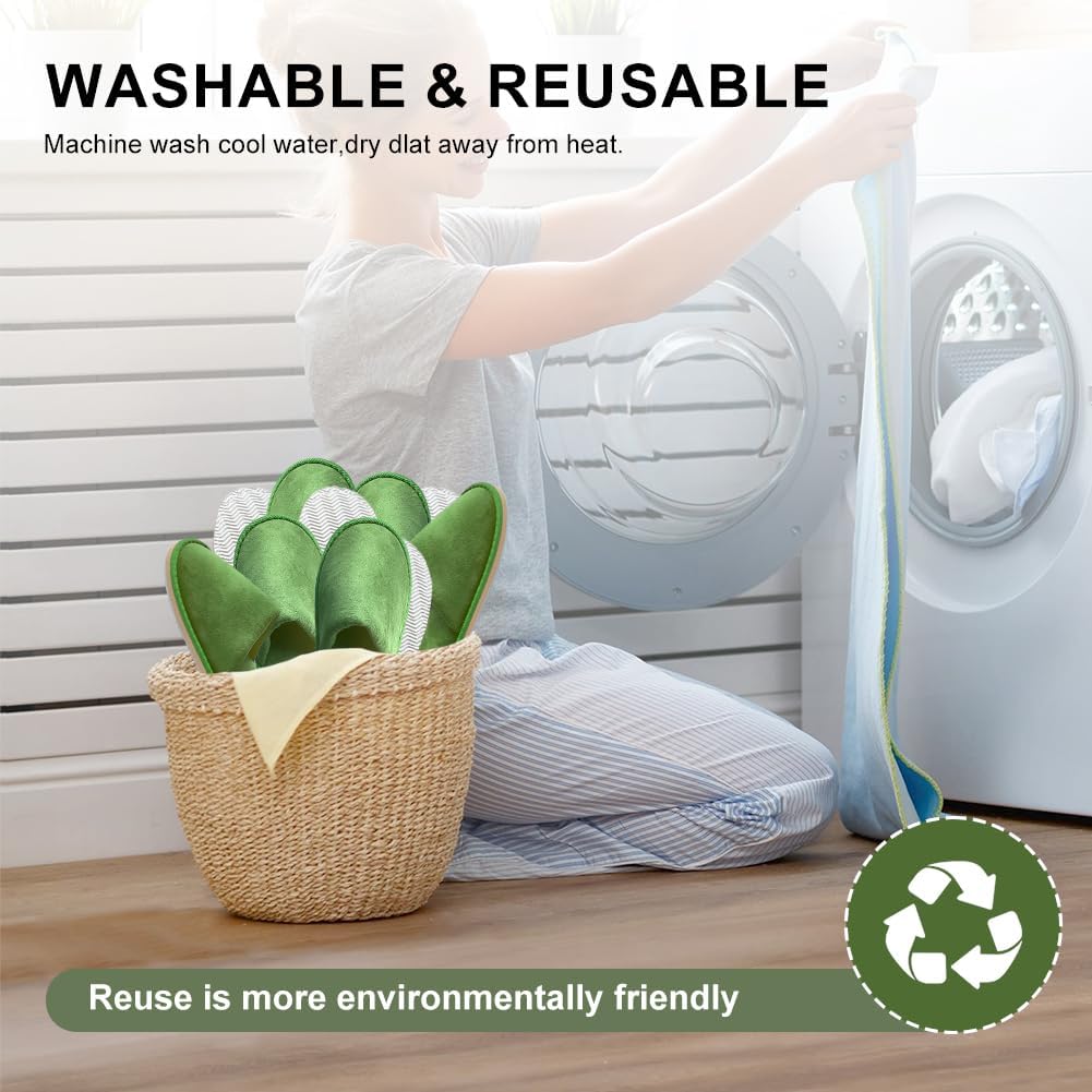 Non-Slip Disposable Slippers - 2-6 Pairs, Washable Velvet Closed Toe for Guests, Hotel & Spa