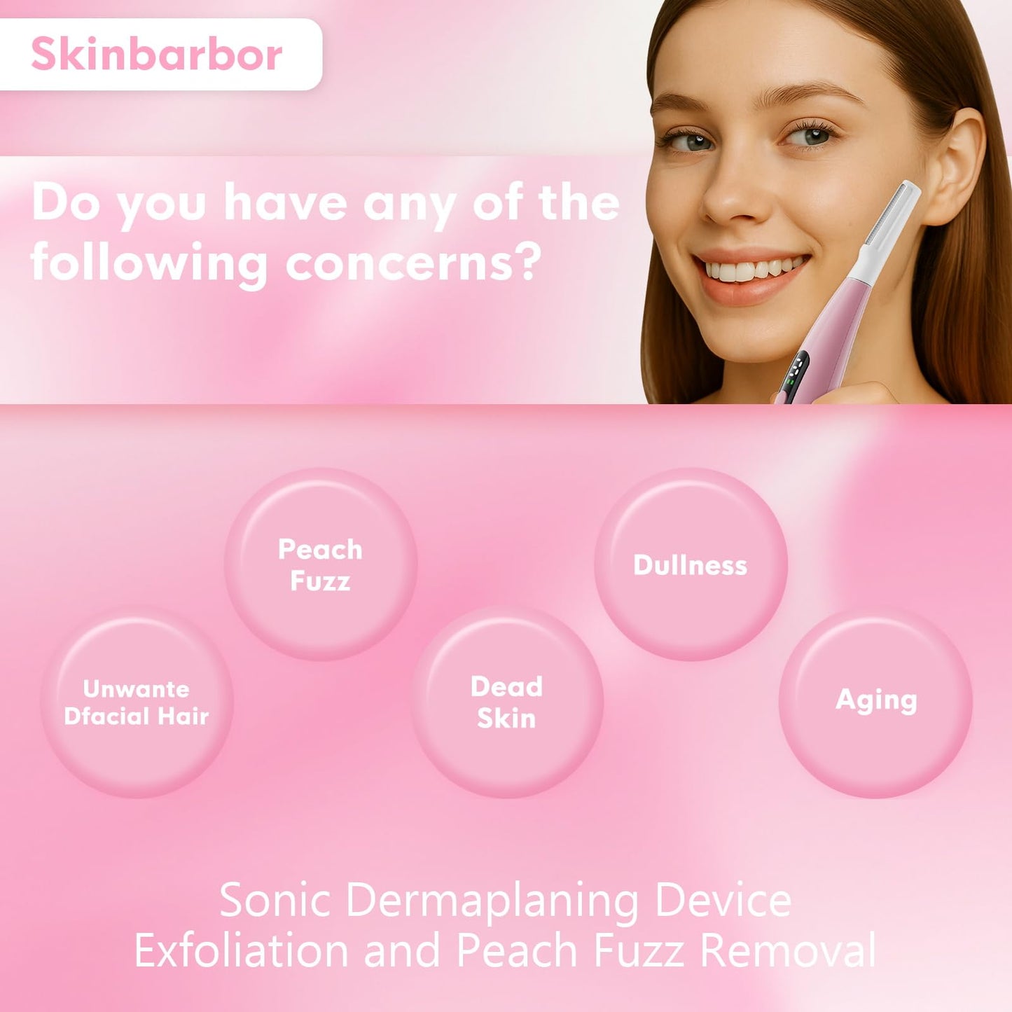 Sonic Smooth Dermaplane Razor for Women Face,Women’S Facial Exfoliation & Peach Fuzz Hair Removal System,Anti-Aging–3 Speeds–8 Dermaplaning Blades–Rechargeable,Sonicsmooth Sonic Dermaplaning Tool