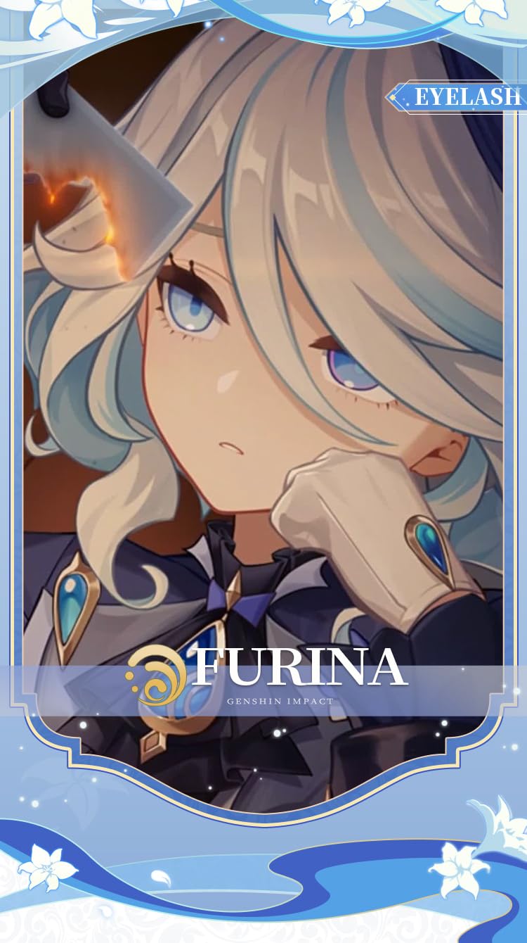 KIRA KIRA Furina Eyelashes Genshin Impact Cosplay Focalors Black False Eyelashes With Rhinestones Doki Furina Fontaine Eyelashes Cosplay Accessories Props