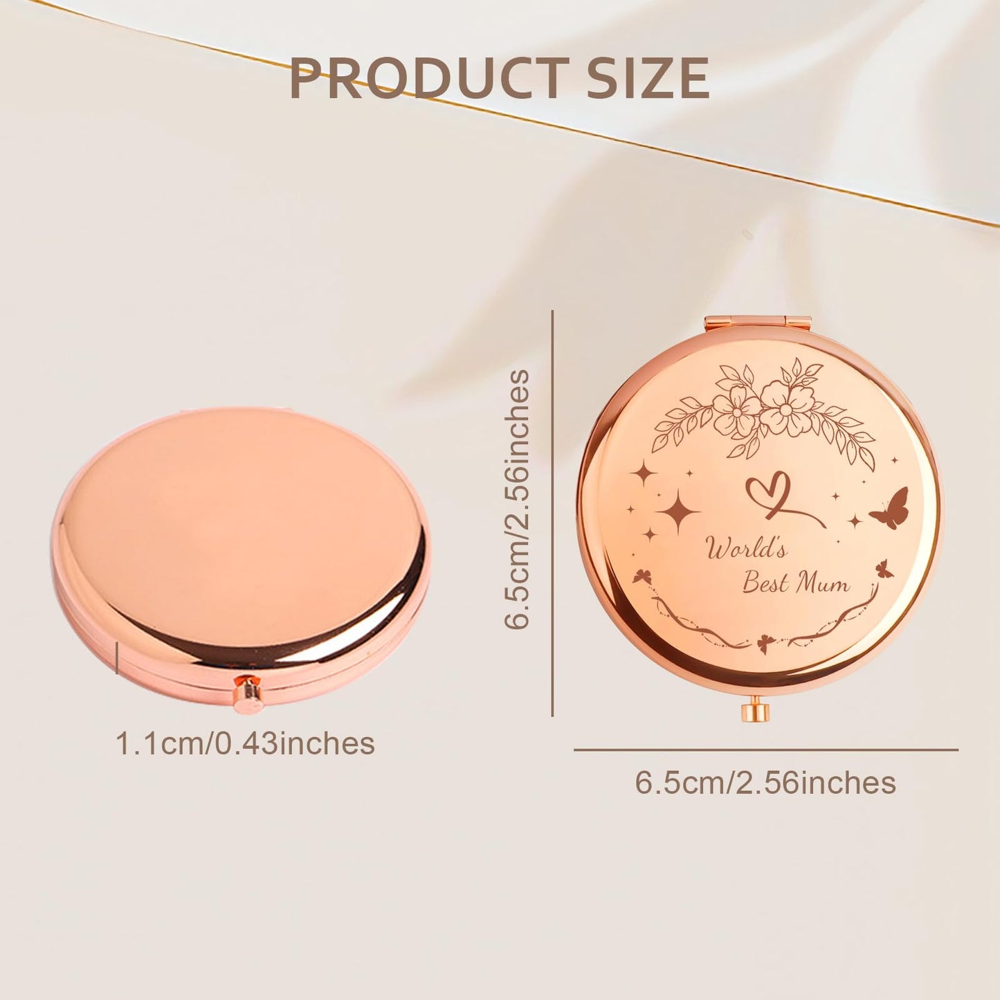 Personalised Mirror for Women, Engraved Compact Mirror with Name, Portable Makeup Mirror, Perfect for Wife, Mom, Grandma, Sister, Ideas, Travel-Friendly Cosmetic Mirror (A-Silver)