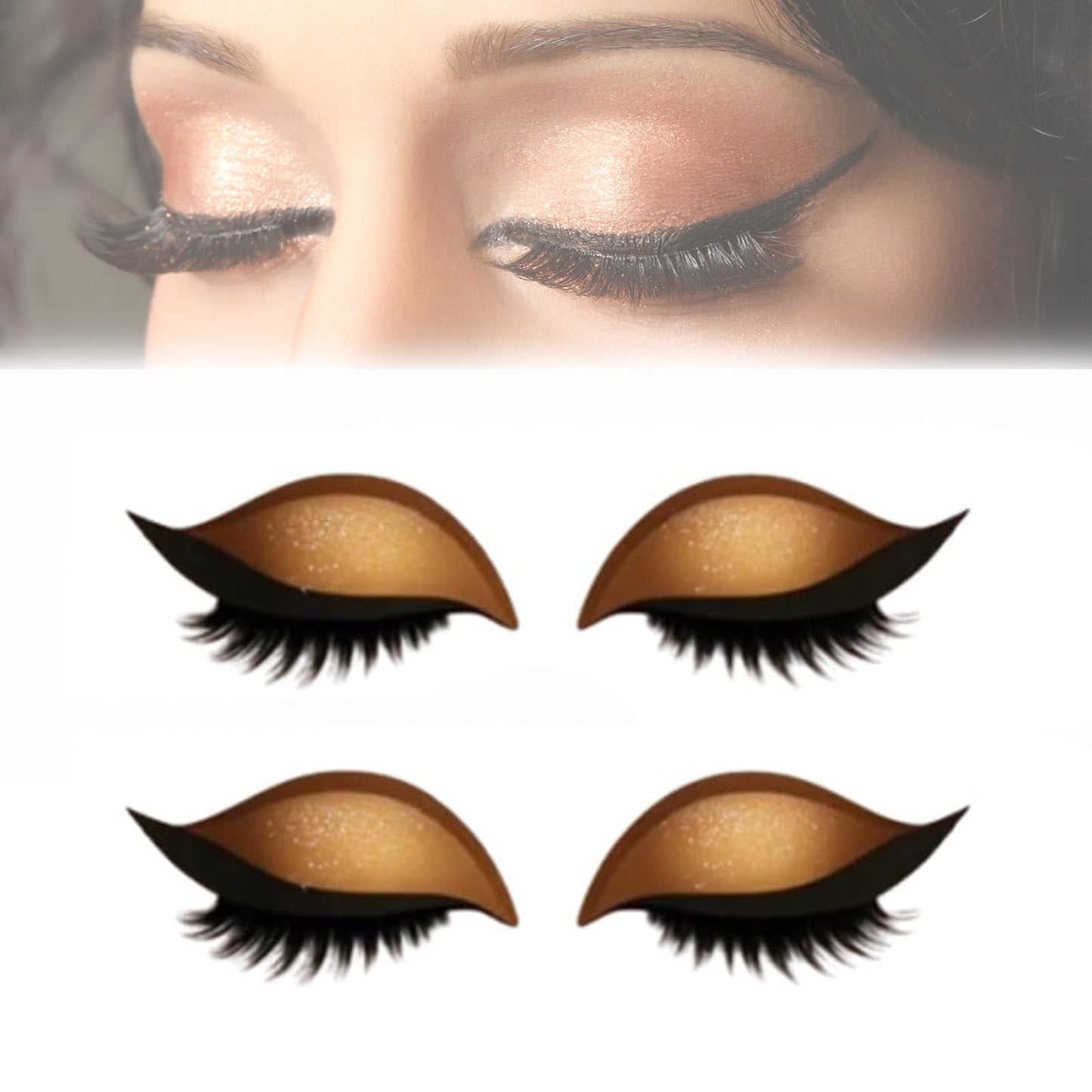 Lazy Eye Shadow Eyelash Patch,2-In-1 Reusable Eye Makeup Stickers With False Lashes & Eyeshadow - Easy Lazy Eye Shadow Eyelash Patch For All Eye Shapes (Gold)