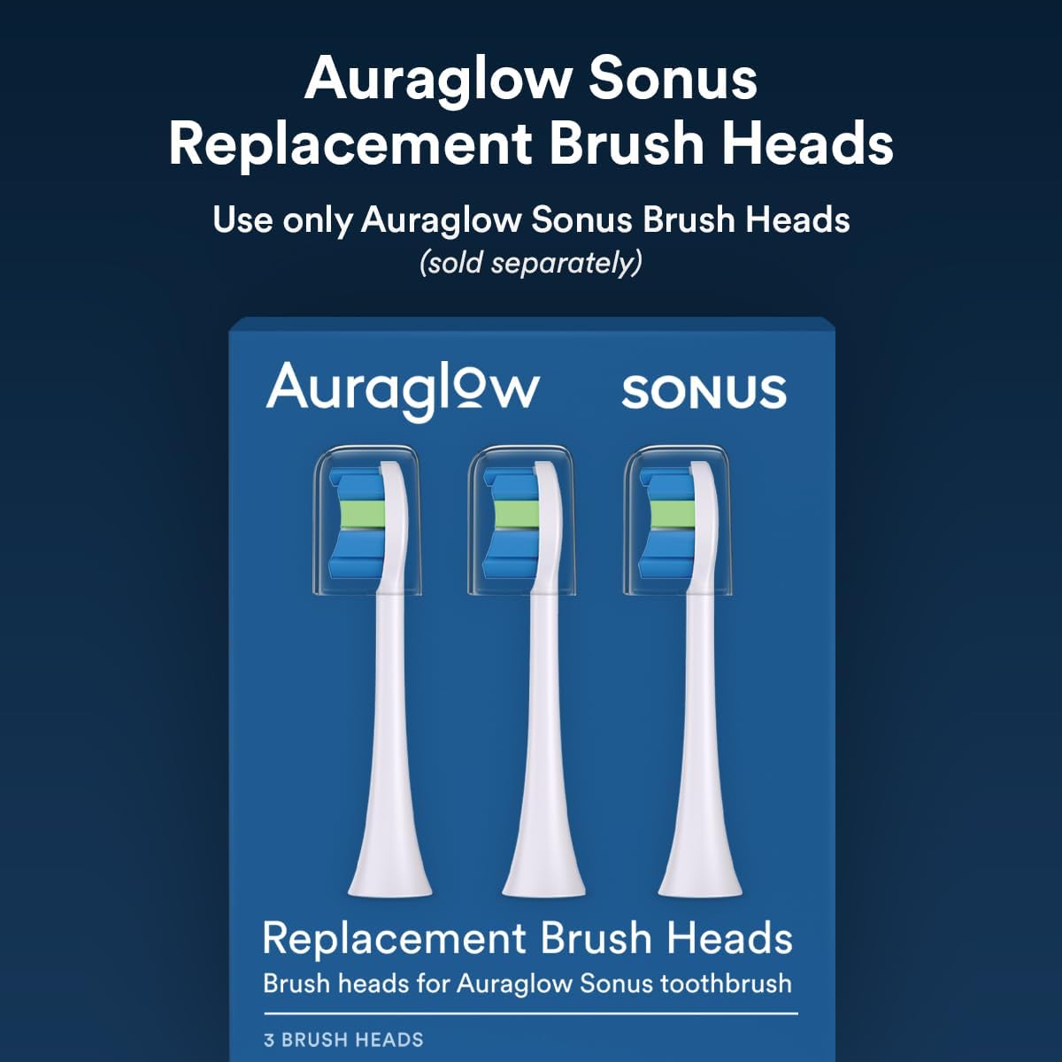 Sonus Electric Toothbrush by AURAGLOW - 40,000 VPM, 5 Modes, 2 Heads & Travel Case