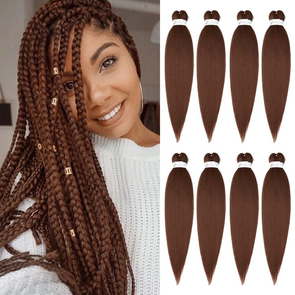 8 Packs 20-Inch Ombre Pre-Stretched Braiding Hair - Soft Yaki Texture Extensions