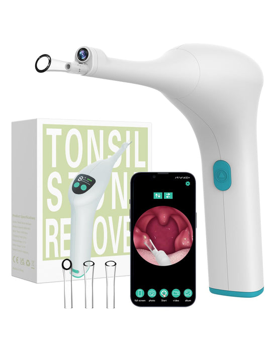 Voraiya Electronic Tonsil Stone Remover Upgraded Version, Built-in Camera and LED Light, 5-Level Suction and 2 Suction Modes Tonsil Stone Vacuum Cleaner, Oral Care Tool, Tonsil Stone Removal Kit