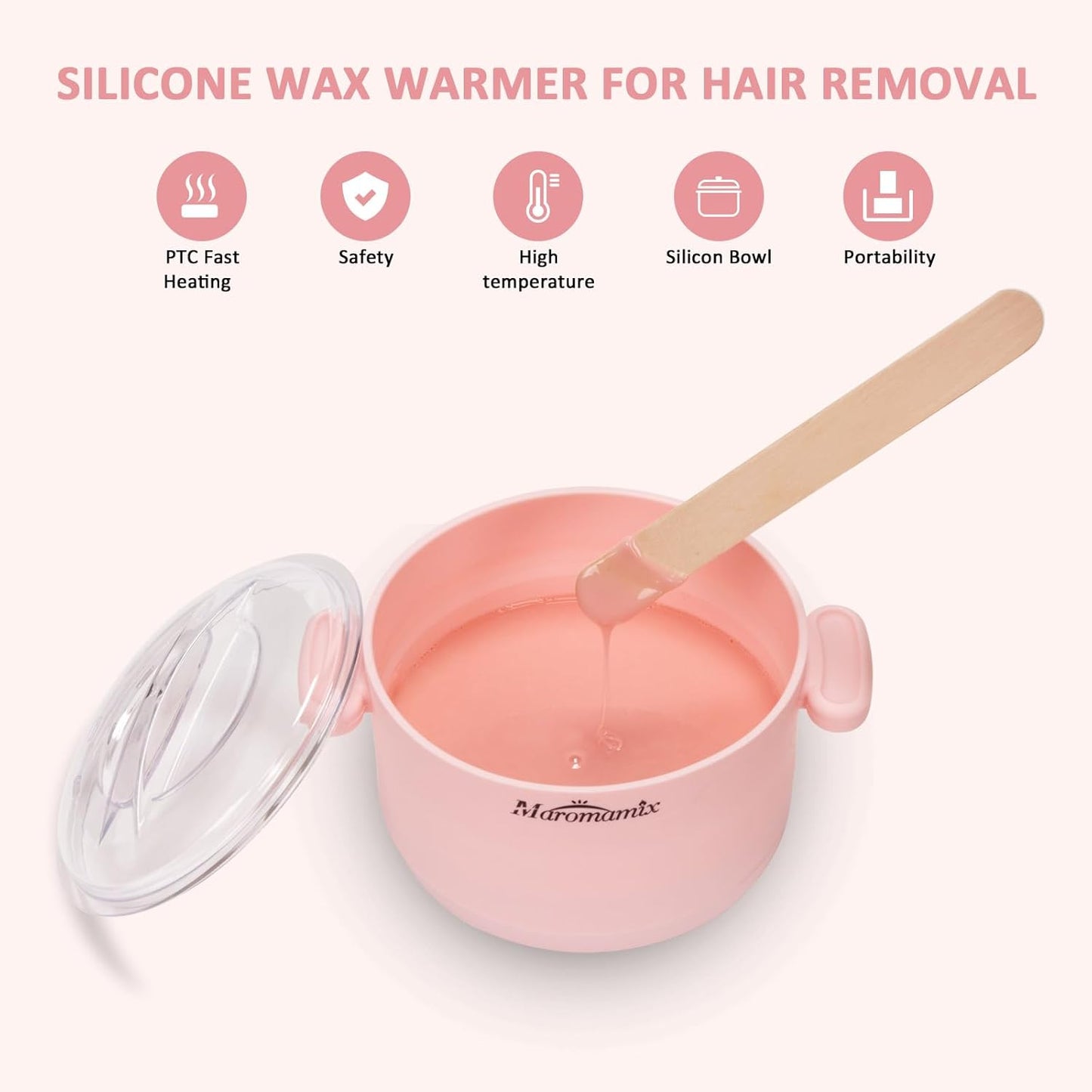 Portable Silicone Wax Warmer Kit with 4 Hard Wax Beads for Home Hair Removal