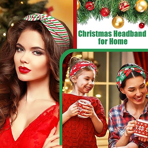 Giegxin 30 Pcs Christmas Headband for Women Dress up Costume Party Elastic Snowman Twist Headband Santa Claus Hairbands Xmas Head Wraps for Women Christmas Hair Accessories