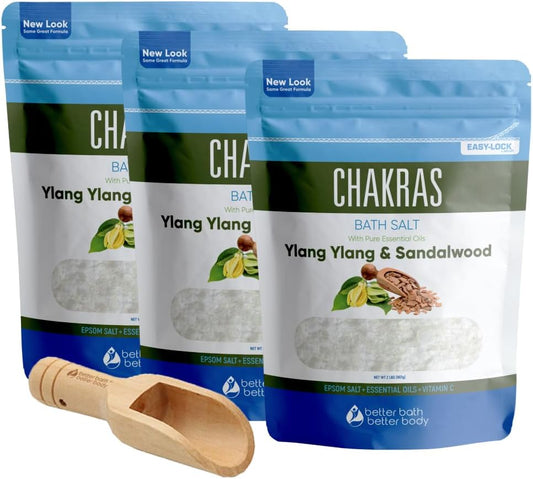 Chakra Bath Salt 32oz - Epsom Salt with Ylang Ylang, Sandalwood & Essential Oils