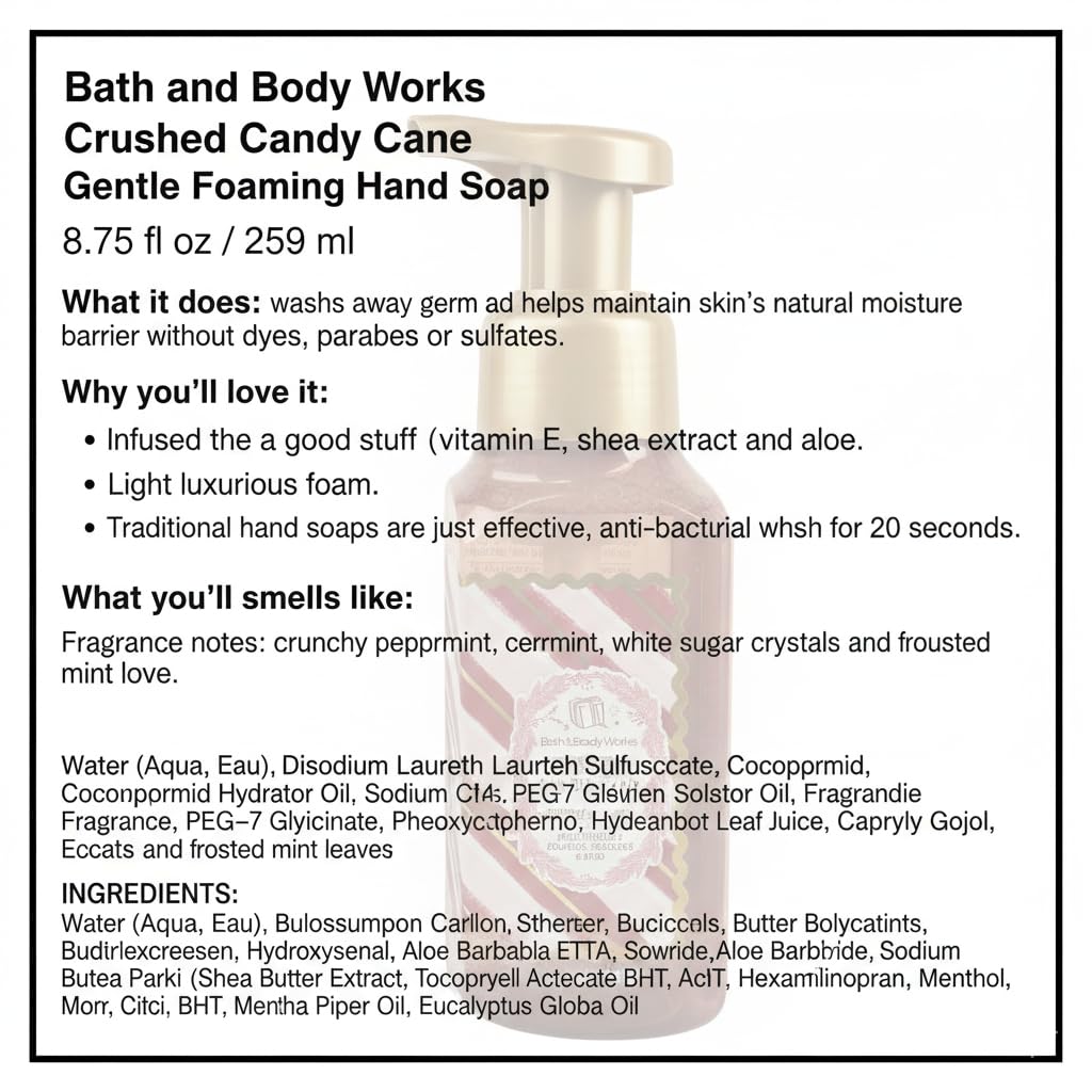 Bath and Body Works Crushed Candy Cane Gentle Foaming Hand Soap, 2-Pack 8.75 Ounce (Crushed Candy Cane)