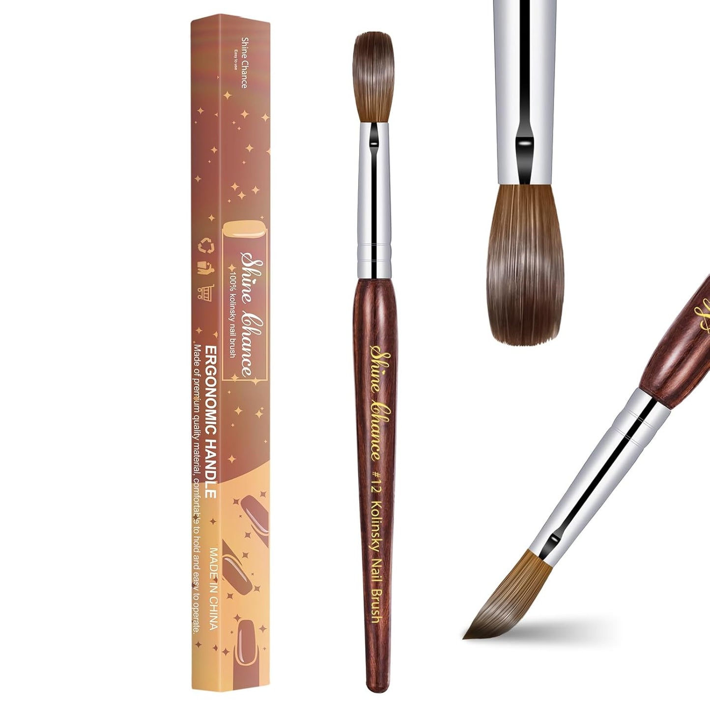 Professional Acrylic Nail Art Brush - Size 16 Kolinsky Hair Oval for DIY Salon