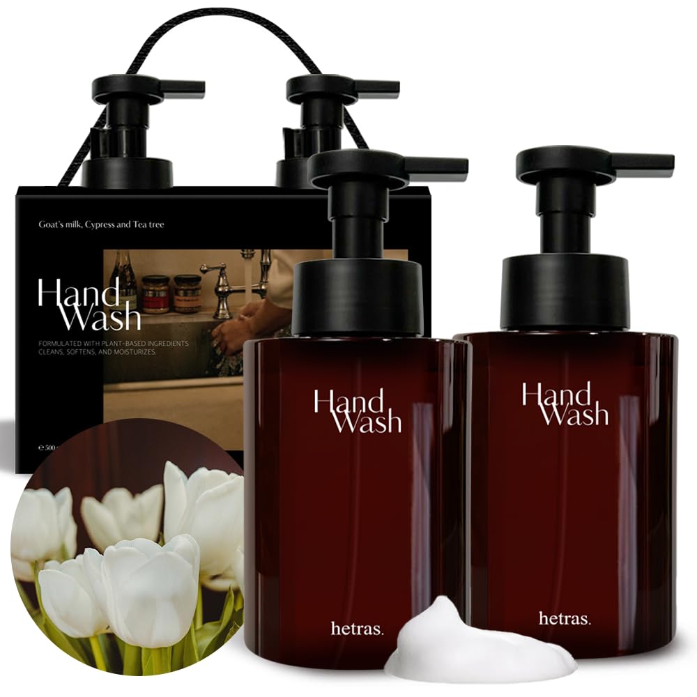 Luxurious Forest Scent Hand Wash - Hetras Perfume Bubble Wash 17.4 fl oz (2 Pack) with Pump Dispenser | Hydrating & Gentle Formula