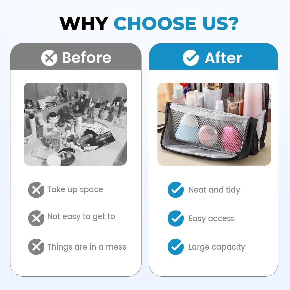 Standing Makeup Bag, 2025 New Multi-Purpose Large Capacity Oxford Cloth Standing Makeup Bag,Portable Toiletry Bag and Stationery Storage Organizer with Compartments (Navy)