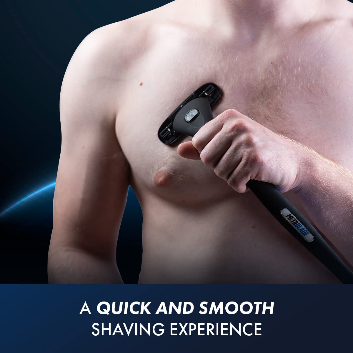 Metablade Back Shaver for Men - Long Handle Body Hair Remover with Replaceable Blades