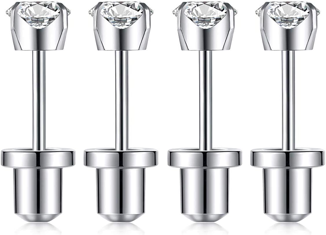 At-Home Ear Piercing Kit - Disposable Gun with 316L Surgical Steel & 4mm CZ Earrings | 4 Pack