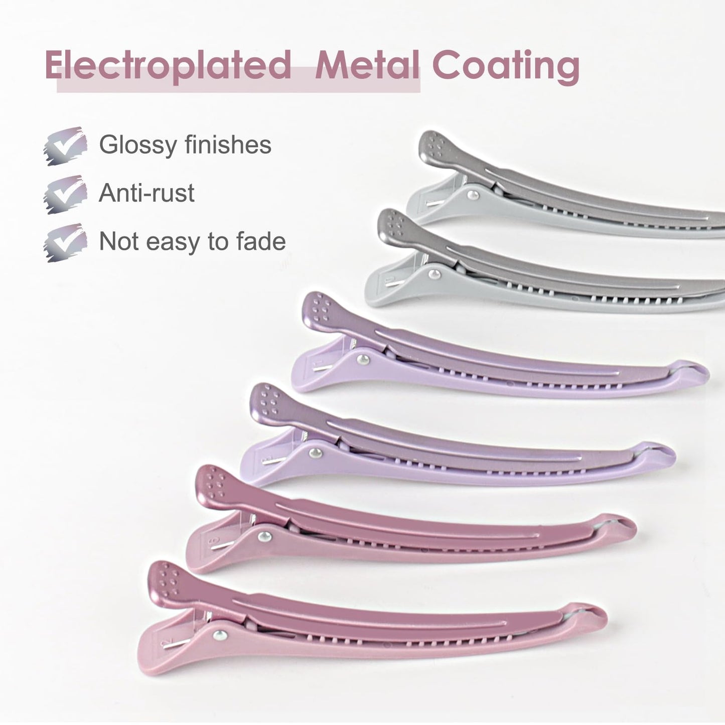 AIMIKE Hair Sectioning Clips with Silicone Band - 6pcs No Crease Duck Billed Clips for Styling, Cutting, and Rollers in Morandi Color