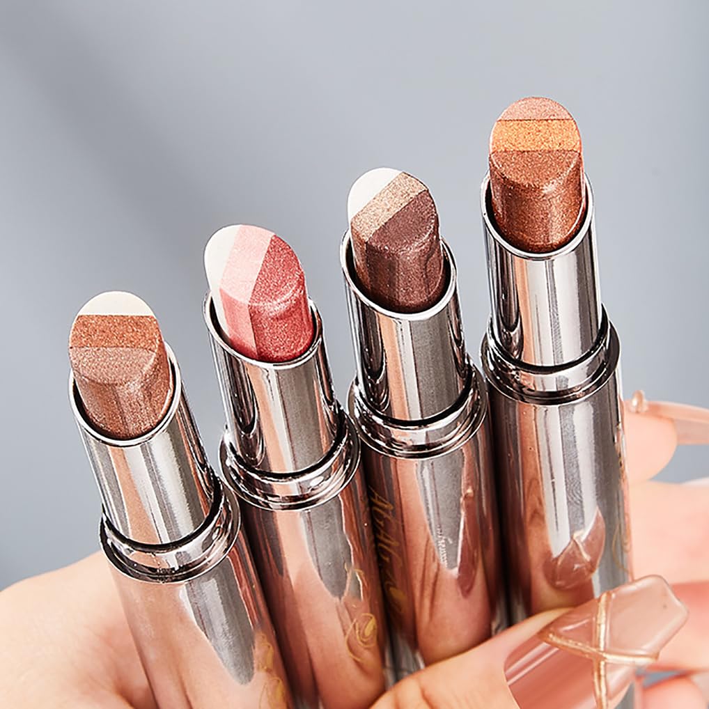 XIRUJNFD Roseionly Waterproof Gradient Shimmer Eye-Shadow Stick, Waterproof & Long-Lasting Eye Shadow Pencil, Three-Color Glitter Gradient Eyeshadow, Eyeshadow Shadow Pen Stick (04#*1)