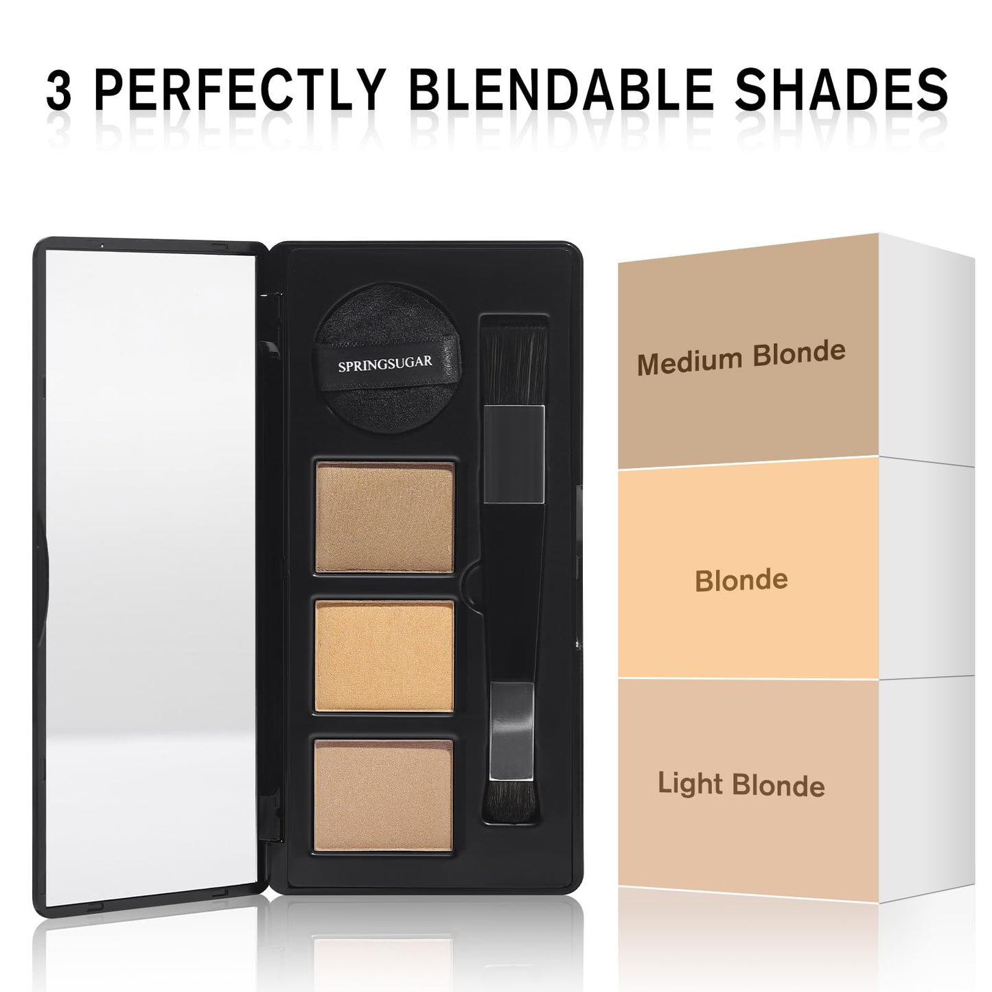 Root Touch Up Hair Color – 3 Color Blendable Hairline Powder for Gray Coverage, Root Cover Up & Thinning Edges – 48H Sweat Resistant, Natural Finish for Women & Men – Blonde