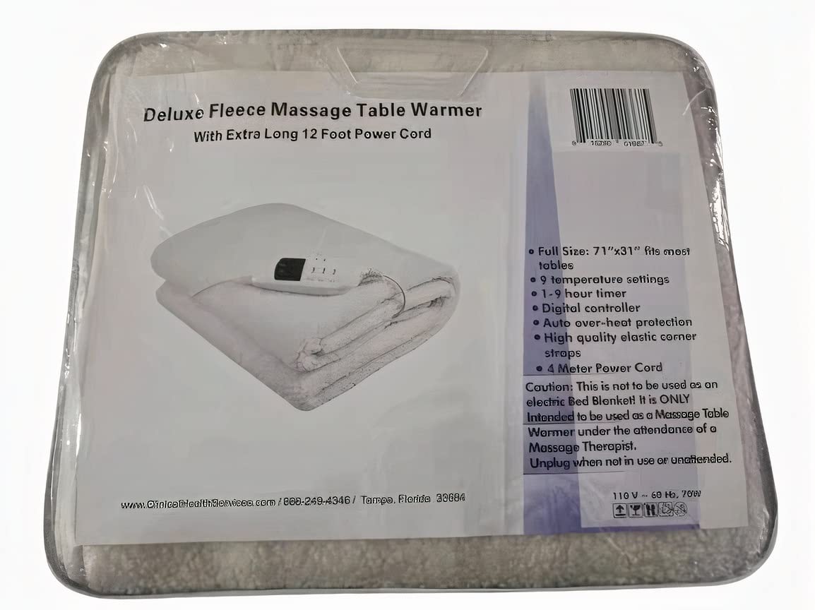 Deluxe Fleece Massage Table Warmer, w/ 12 Foot Power Cord. for Use with Massage Tables Only, Do Not Use as a Bed Blanket Warmer. Note it Does NOT GET HOT! Maximum Temperature is About 88 Degrees F
