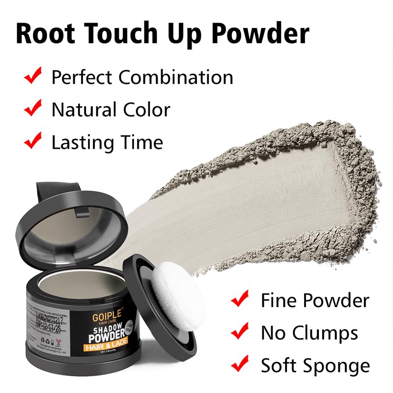Lockmio Root Cover Up Powder for Women - Light Gray Hairline Powder for Bald Spots, Eyebrows, Beard Line, Light-Blonde Hair Fibers for Thinning Hair Shadow Powder 2 Pack