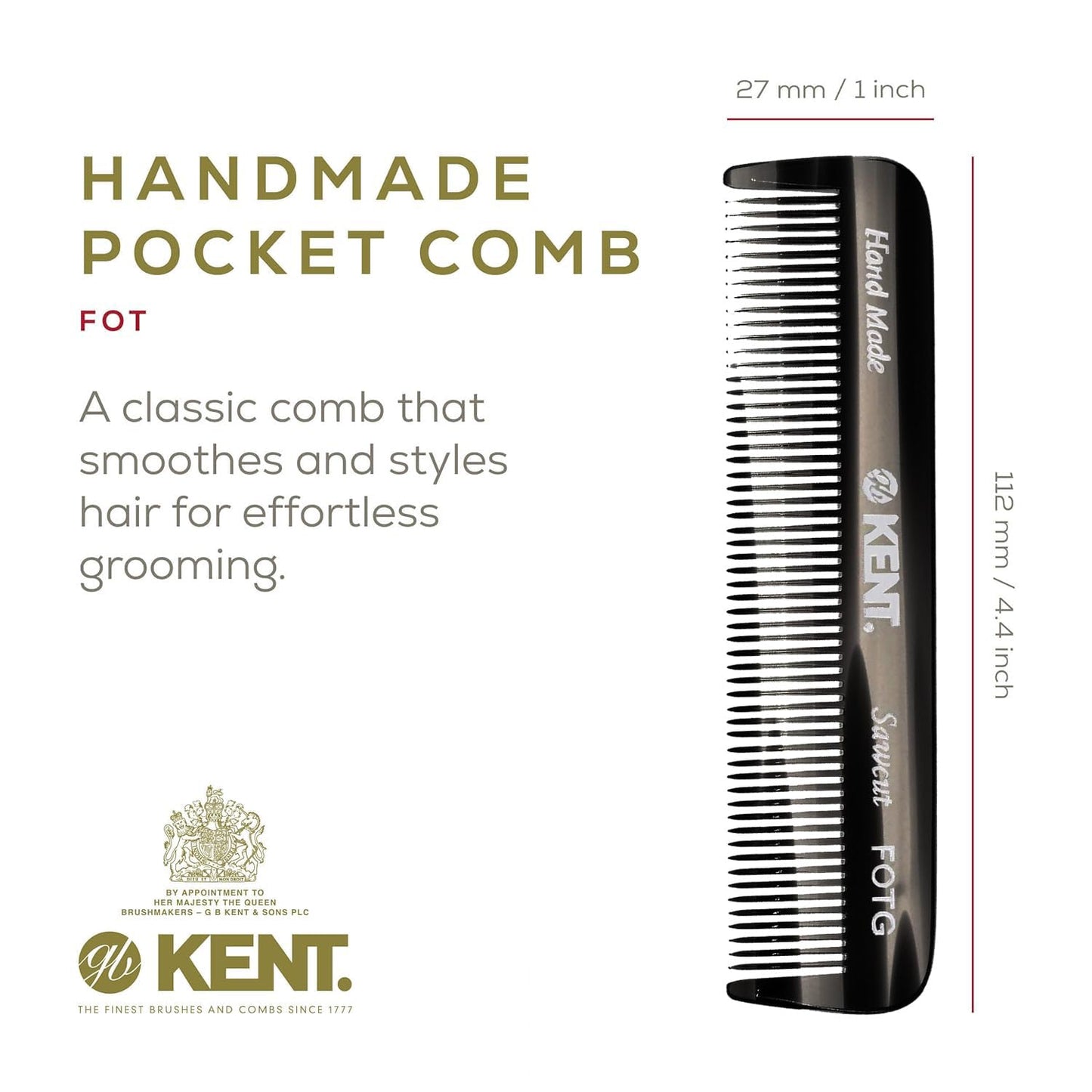 Kent Set Men's Hair Combs - 81T X-Small & 20T Folding Fine Tooth Grooming Kit for Hair, Beard & Mustache - Handmade in England