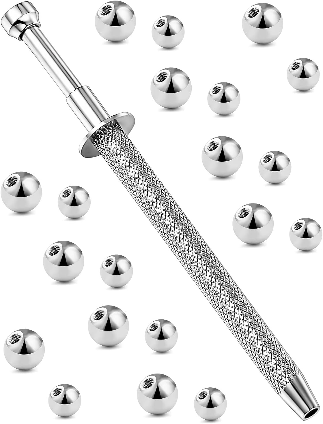 316L Surgical Steel Body Piercing Tools Kit - 9 Styles for Nose, Septum, Lip, Tongue & More