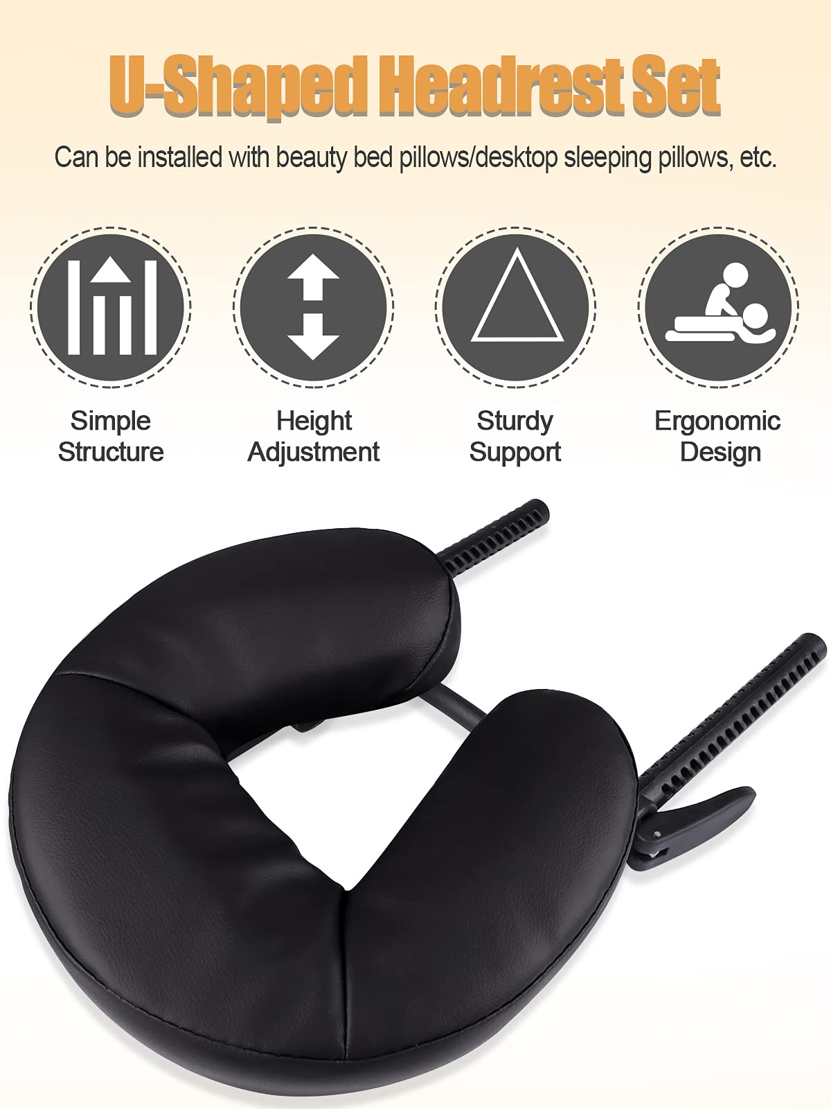 EBANKU Massage Face Cradle Massage Table Headrest Pillow, Standard Universal Adjustable Headrest Cradle with Pillow for Massage Tables