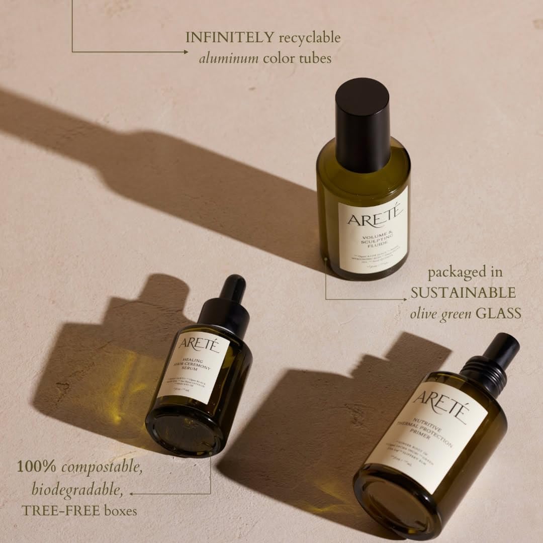 ARETÉ Styling Hair Polish, Weightless Gel Serum with Sea Buckthorn, Linden Blossom, Organic Neem Oil, Argan Oil, Frizz Control and Shine Enhancer, Made in USA, 3.8oz