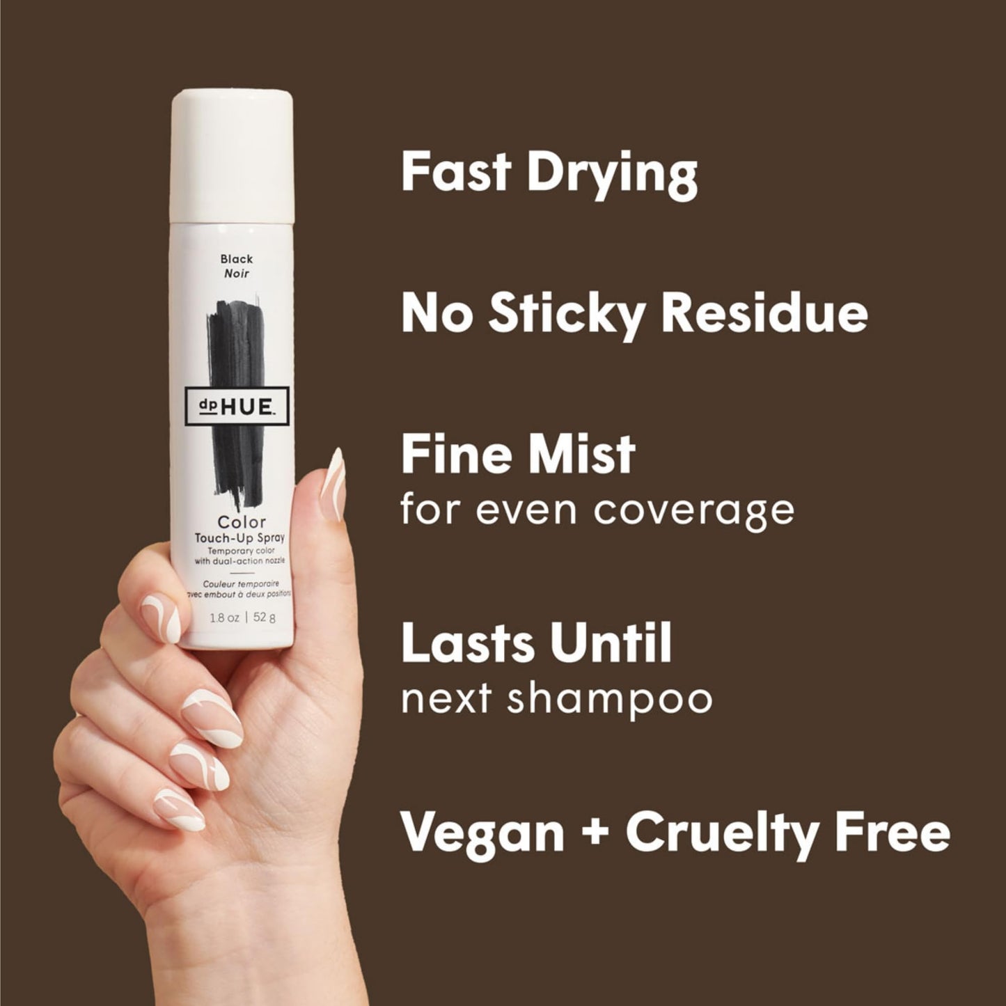 dpHUE Color Touch-Up Spray, Medium Brown - 1.8 fl oz - Temporary Hair Color to Fill In & Cover Grays - Fast-Drying Formula - Vegan, Cruelty Free