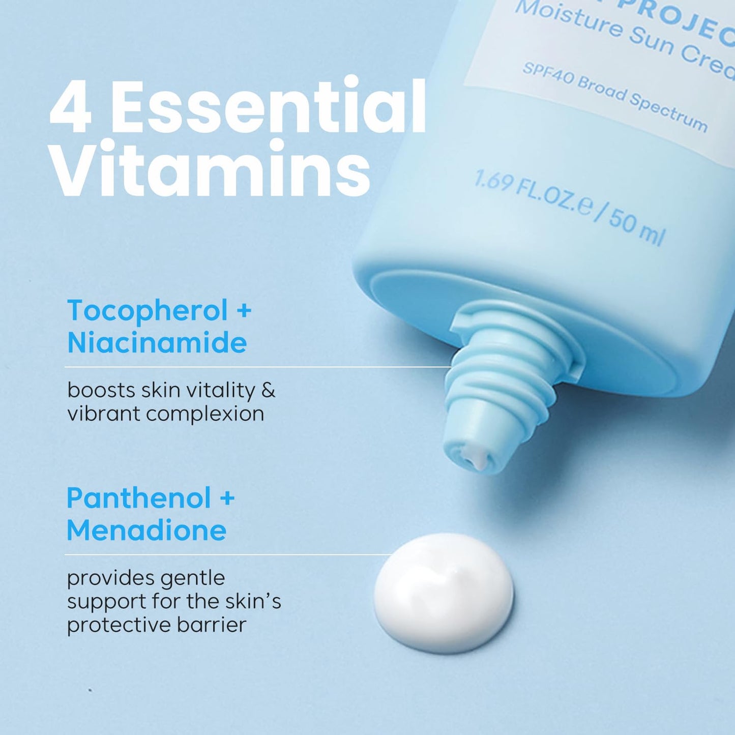 THANKYOU FARMER Sun Project Moisture Sun Cream SPF 40 - Korean Sunscreen with Panthenol - Fragrance Free, Broad Spectrum, Dermatologist Tested, Moisturizing, No White Cast 1.69 fl oz