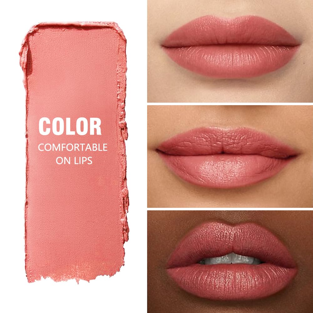 QIDSTERS Matte Lipstick Crayon for Women, Nude Pink 24 Hour Lipstick Lip Liner Pencil, Neutral Lip Stick Lipliner Long Lasting Waterproof Smudge Proof, Vegan & Cruelty-Free, 03