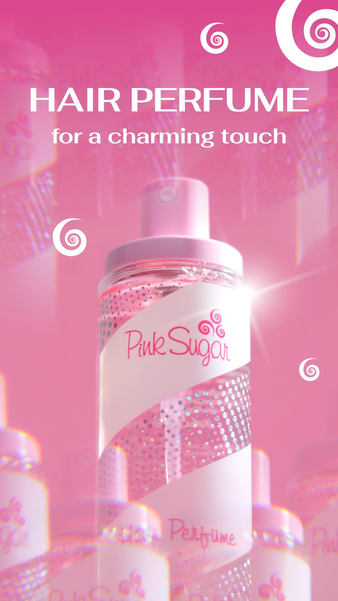 Pink Sugar Hair Perfume for Women, Body Mist Fragrance, Floral + Fruity, Notes of Raspberry, Cotton Candy, and Vanilla, Sweet and Light Scent, 3.38 Fl. Oz