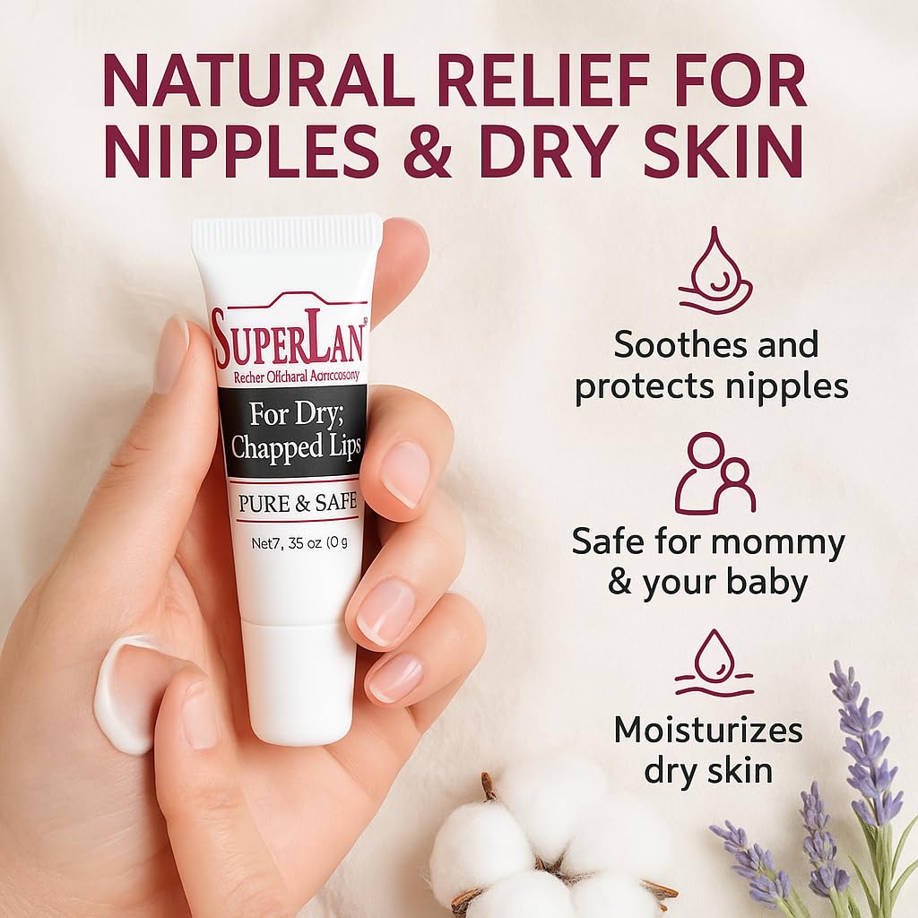 Organic Lanolin Lip Balm 3-Pack | Hydrating Lip Care for Cracked Lips & Nipple Cream