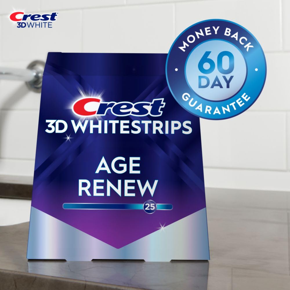 Crest 3D Whitestrips Age Renew – Teeth Whitening Kit, 21 Treatments, Each with 1 Upper/1Lower, 42 Strips – Crest 3DWhite Teeth Whitening Strips