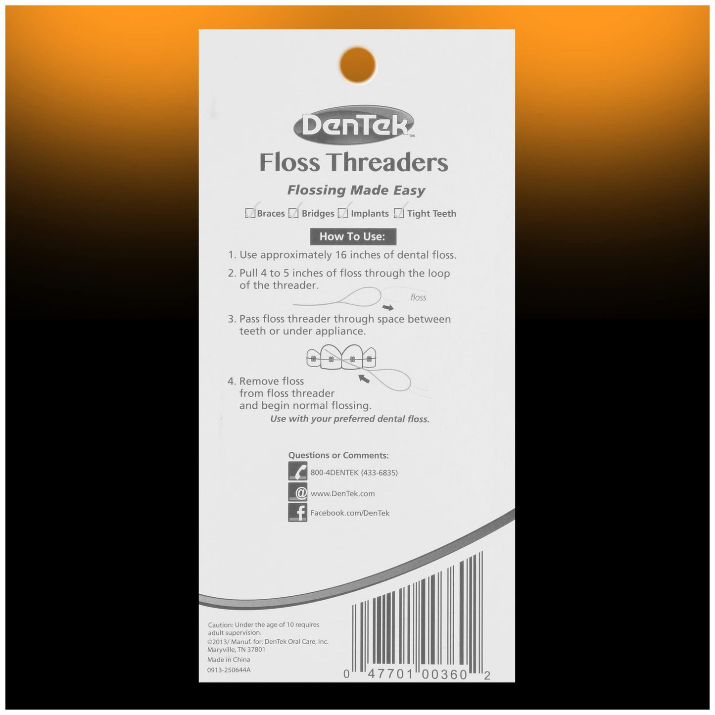 DenTek Floss Threaders | For Braces, Bridges, and Implants | 50 Count (Pack of 1)