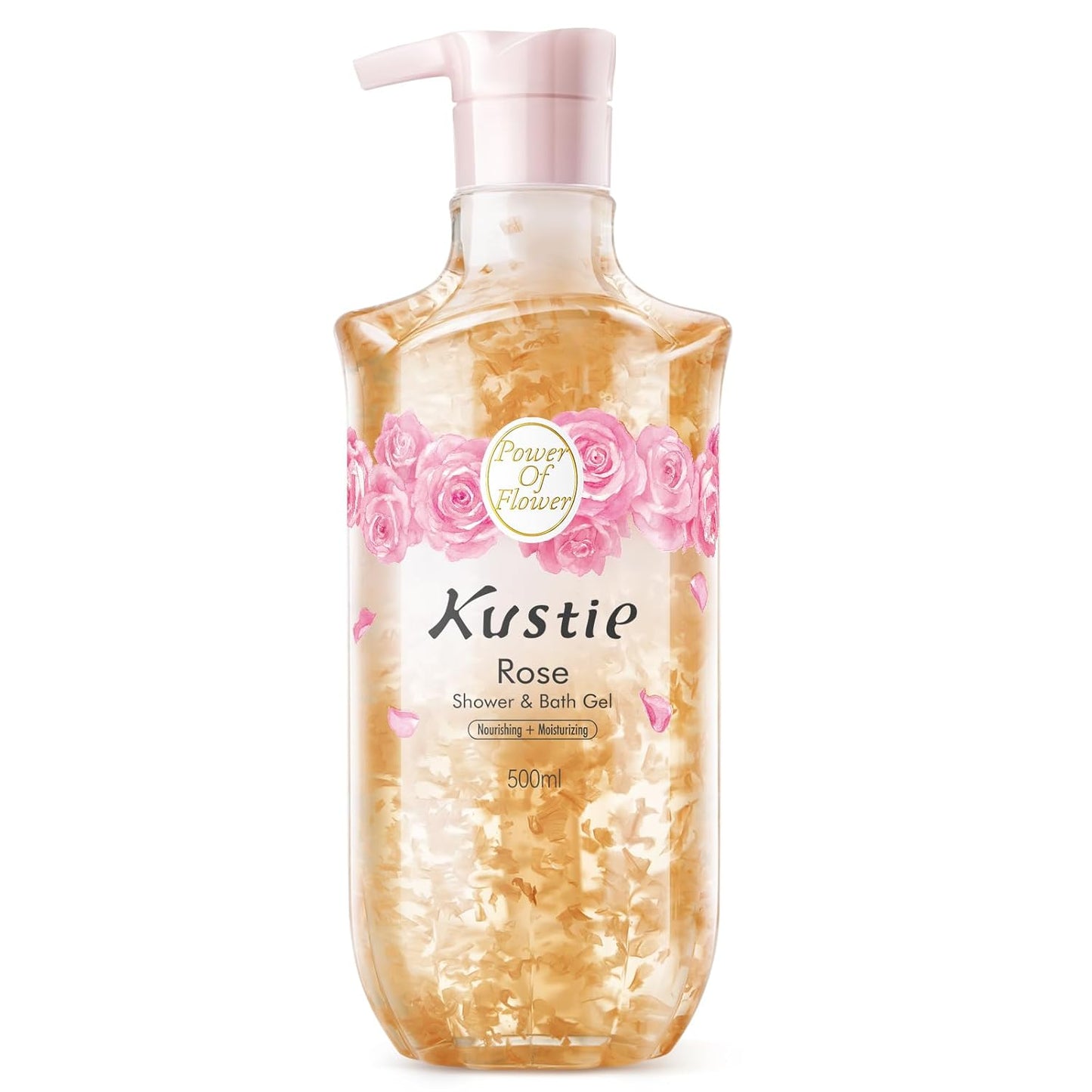 Rose Oil Anti-Aging Body Wash with Real Petals | Deep Moisturizing Shower Gel for Dry Skin, 16.9 fl oz