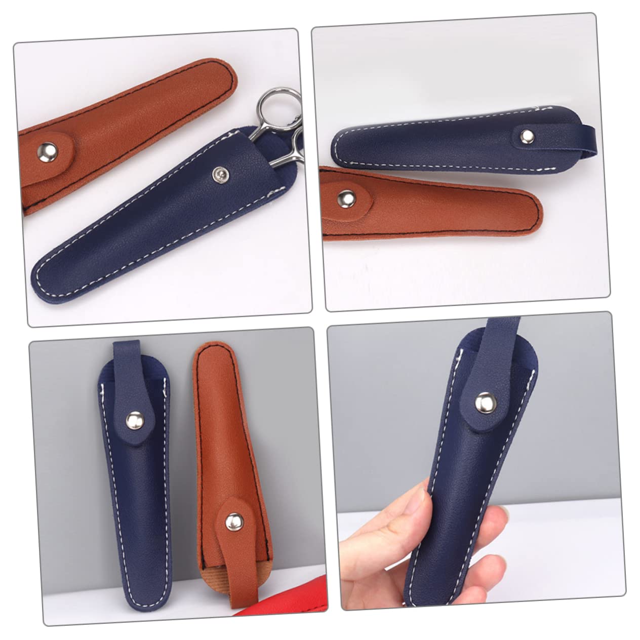 MERRYHAPY 2pcs Pu Leather Scissor Holder Lightweight Barber Hairdressing Tool Bag for Protection for Salon and Home Use