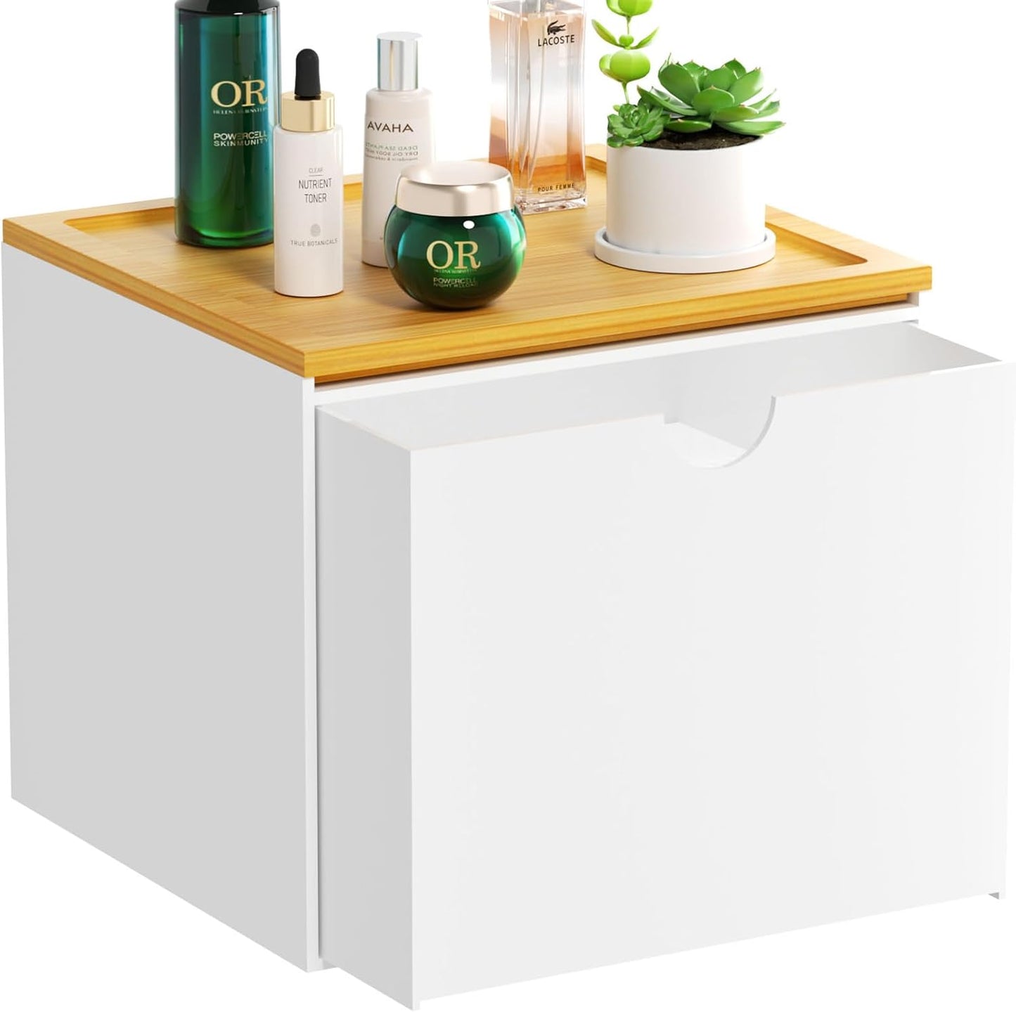VITVITI Acrylic Face Towel Holder Box - Large Disposable Towel Storage with Bamboo Lid for Bathroom & Vanity