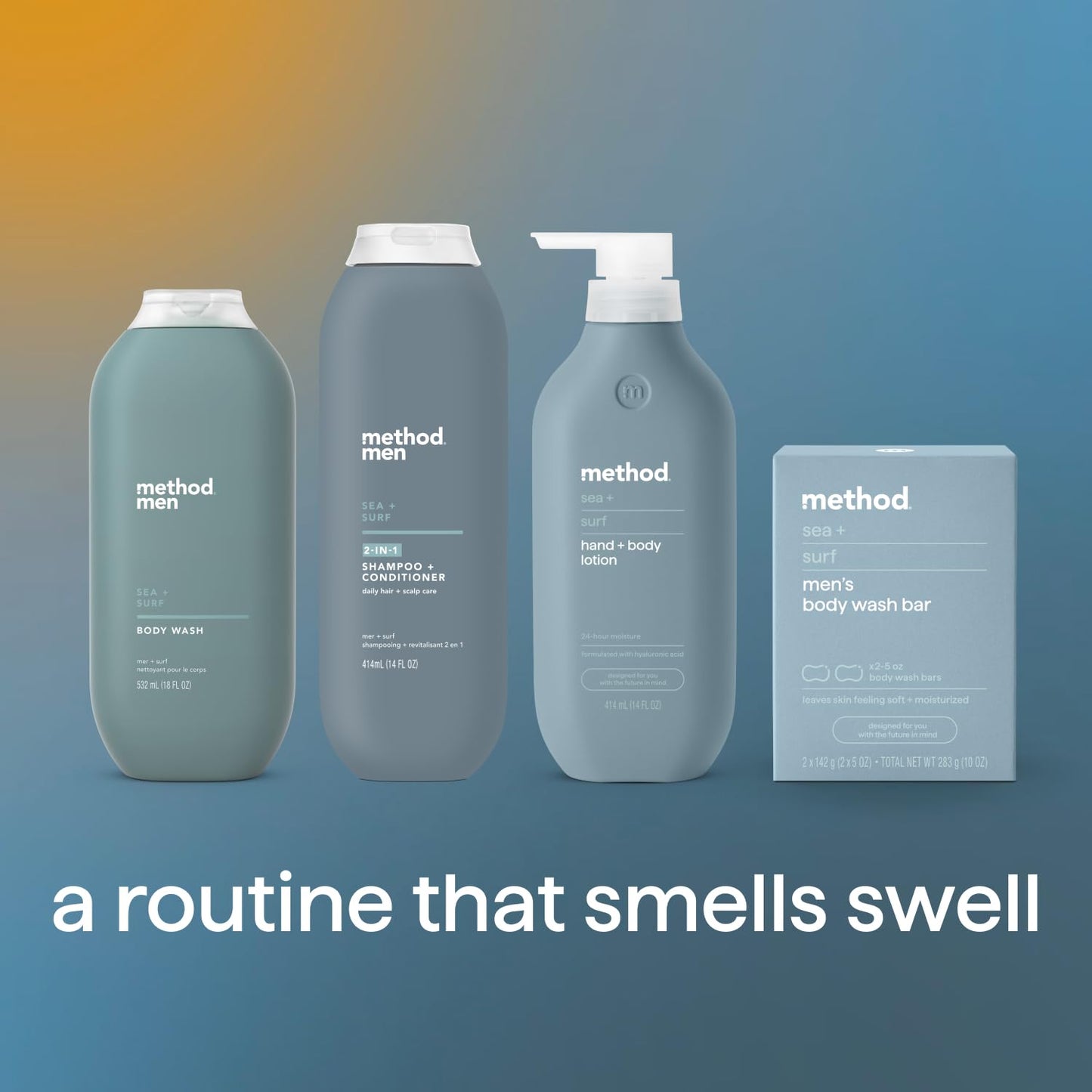 Method Men 2-in-1 Shampoo + Condtioner, Sea + Surf, 14 Ounces