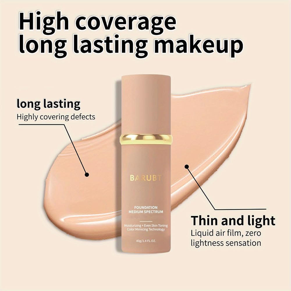 3PCS 4 in 1 Color-Changing foundation Liquid - Moisturizing Medium Full Coverage Concealer, Medium Spectrum Foundation Cream Moisturizing Nourishing,Waterproof & Sweatproof 40ml/1.41 FL.OZ*3