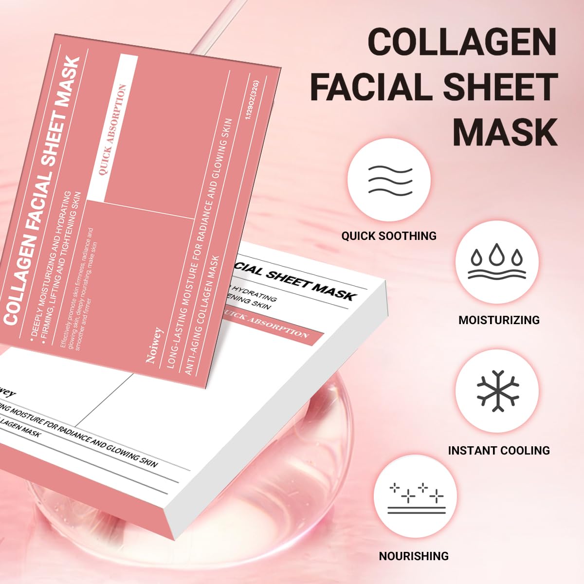 Deep Collagen Face Mask Hydration & Pore Tightening Facial Mask Set– Bio-Collagen Real Deep Overnight Mask for Women’s Skincare