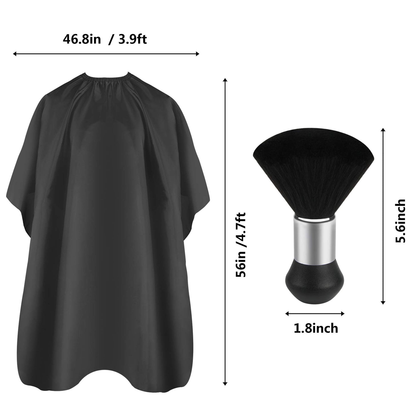 FEBSNOW Professional Hair Cutting Cape with Neck Duster Brush, Salon Barber Cape, Hair Cutting Accessories (Black)